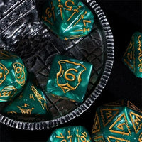 Thumbnail for Weapons on Silk Green Acrylic - 7pcs RPG Oversized Dice Set