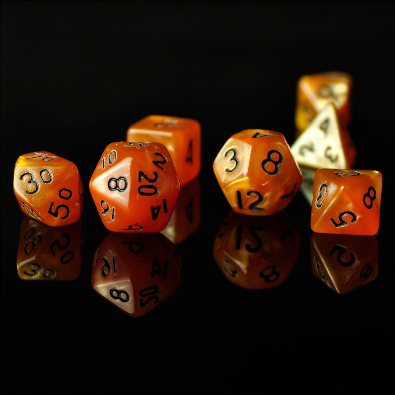 Silk Orange Acrylic - 7pcs RPG Mini Dice Set