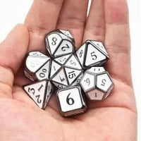 Thumbnail for White Enamel in Silver Metal - 7pcs RPG Dice Set