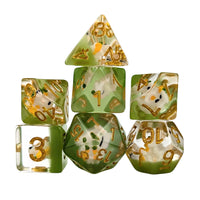 Thumbnail for Rabbit in Clear & Green Resin - 7pcs RPG Full Dice Set