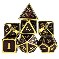 Thumbnail for Purple Enamel in Gold Metal - 7pcs RPG Dice Set