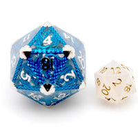 Thumbnail for Dragon Scales on Blue Metal & Resin  - 39mm D20 RPG Dice