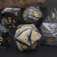 Thumbnail for White and Black Marble Gemstone - 7pcs RPG Dice Set