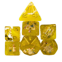 Thumbnail for Unicorn in Clear & Yellow Resin - 7pcs RPG Full Dice Set