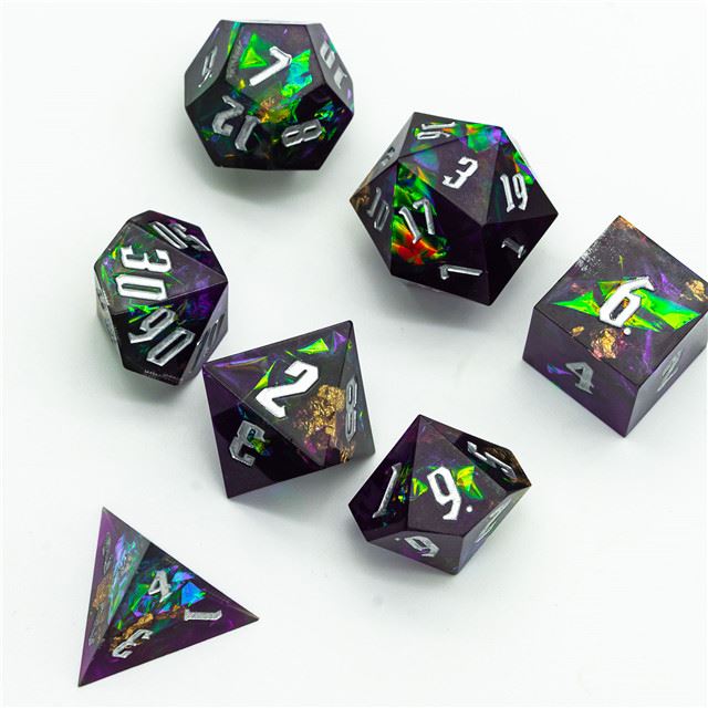 Candy in Purple & Black Sharp Resin - 7pcs RPG Dice Set