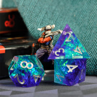 Thumbnail for Candy in Cyan & Blue Sharp Resin - 7pcs RPG Dice Set