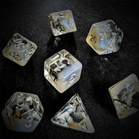 Thumbnail for Owl in Clear & Grey Resin - 7pcs RPG Full Dice Set