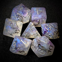 Thumbnail for Glitter in Purple & White Resin - 7pcs RPG Full Dice Set