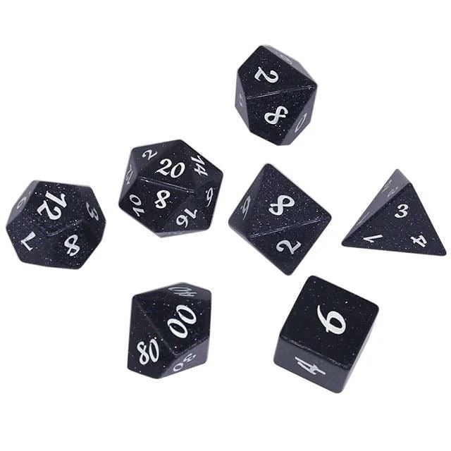 Blue Goldstone Gemstone - 7pcs RPG Dice Set