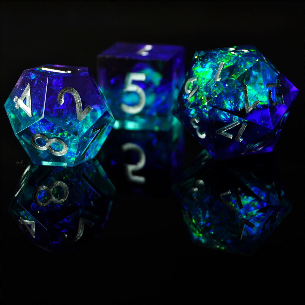 Candy in Cyan & Blue Sharp Resin - 7pcs RPG Dice Set