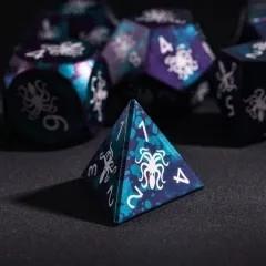 7pcs Dice Metal Aluminium White Font Octopus Blue Purple