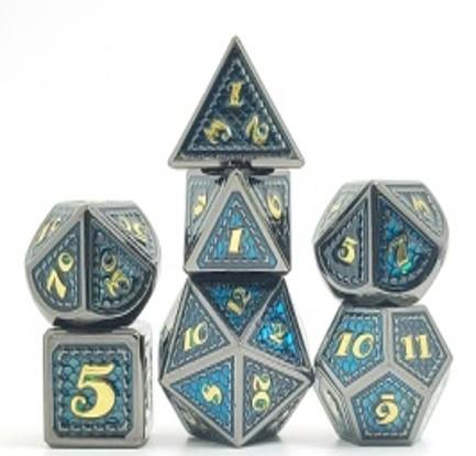 7pcs Dice Metal Stitch Gold Font Nickel Blue