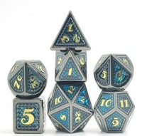Thumbnail for 7pcs Dice Metal Stitch Gold Font Nickel Blue