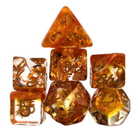 Thumbnail for Leaves in Clear & Orange Resin - 7pcs RPG Full Dice Set