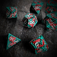 Thumbnail for Green & Red Dragon Scale Metal - 7pcs RPG Dice Set