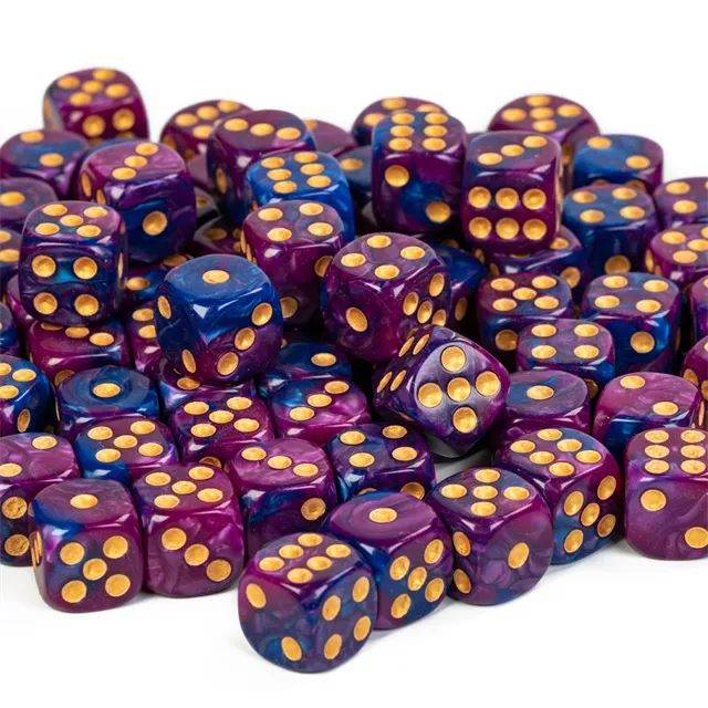 16mm Purple & Blue Acrylic  - 6pcs D6 RPG Dice Set