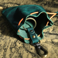 Thumbnail for Green Leather Pouch with Belt Clip - Storage Bag