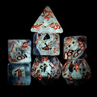 Thumbnail for Dragon Skull in Clear & Blue Resin - 7pcs RPG Full Dice Set