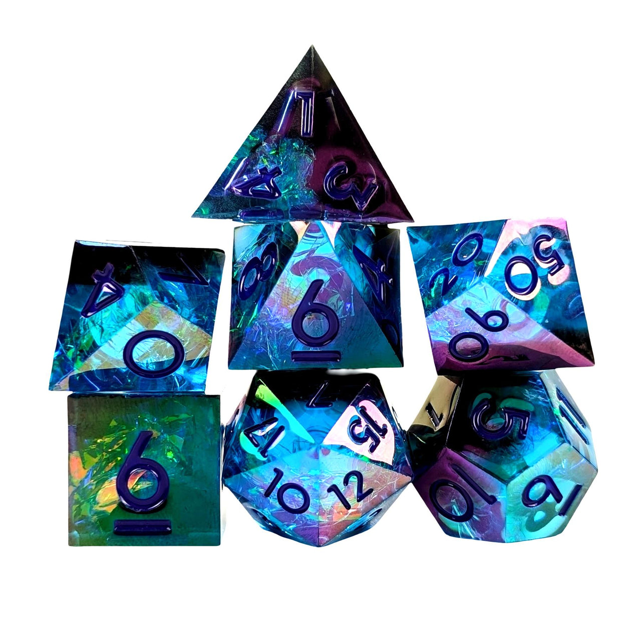 7pcs Dice Sharp Candy Purple Font Oil Blue