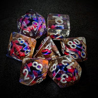 Thumbnail for Demon Eye in Clear & Orange & Blue Resin - 7pcs RPG Full Dice Set