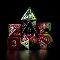 Thumbnail for Yellow, Pink & Green Metallic Acrylic - 7pcs RPG Dice Set