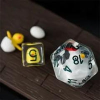 Thumbnail for D20 Dice Resin 33mm Green Font Chicken White Clear