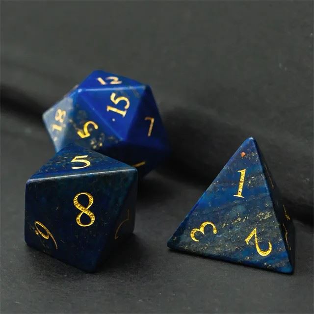 Blue Lapis Lazuli Gemstone - 7pcs RPG Dice Set