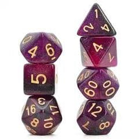 Thumbnail for Glitter in Black & Purple Acrylic - 7pcs RPG Full Dice Set