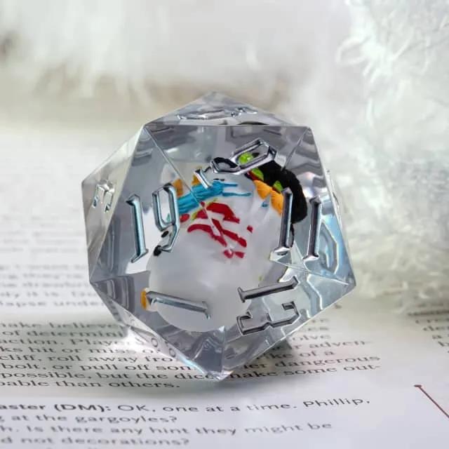 Snowman in Clear Sharp Resin - D20 RPG Dice