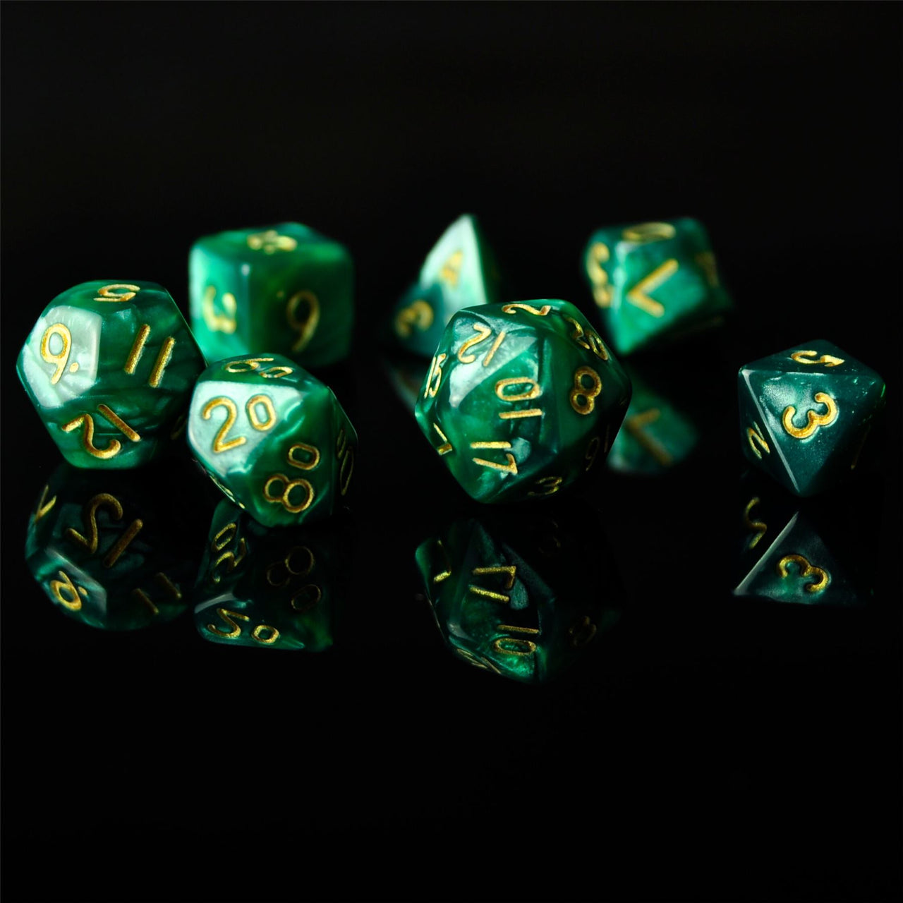 Silk Green Acrylic - 7pcs RPG Mini Dice Set