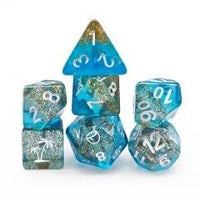 Thumbnail for 7pcs Dice Resin Glitter White Font Glitter Blue