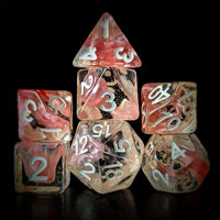 Thumbnail for Pink Swirl in Clear Resin - 7pcs RPG Full Dice Set