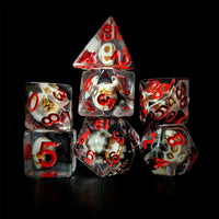 Thumbnail for Skull in Clear & Black Resin - 7pcs RPG Full Dice Set