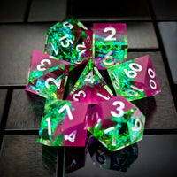 Thumbnail for Candy in Purple & Green Sharp Resin - 7pcs RPG Dice Set