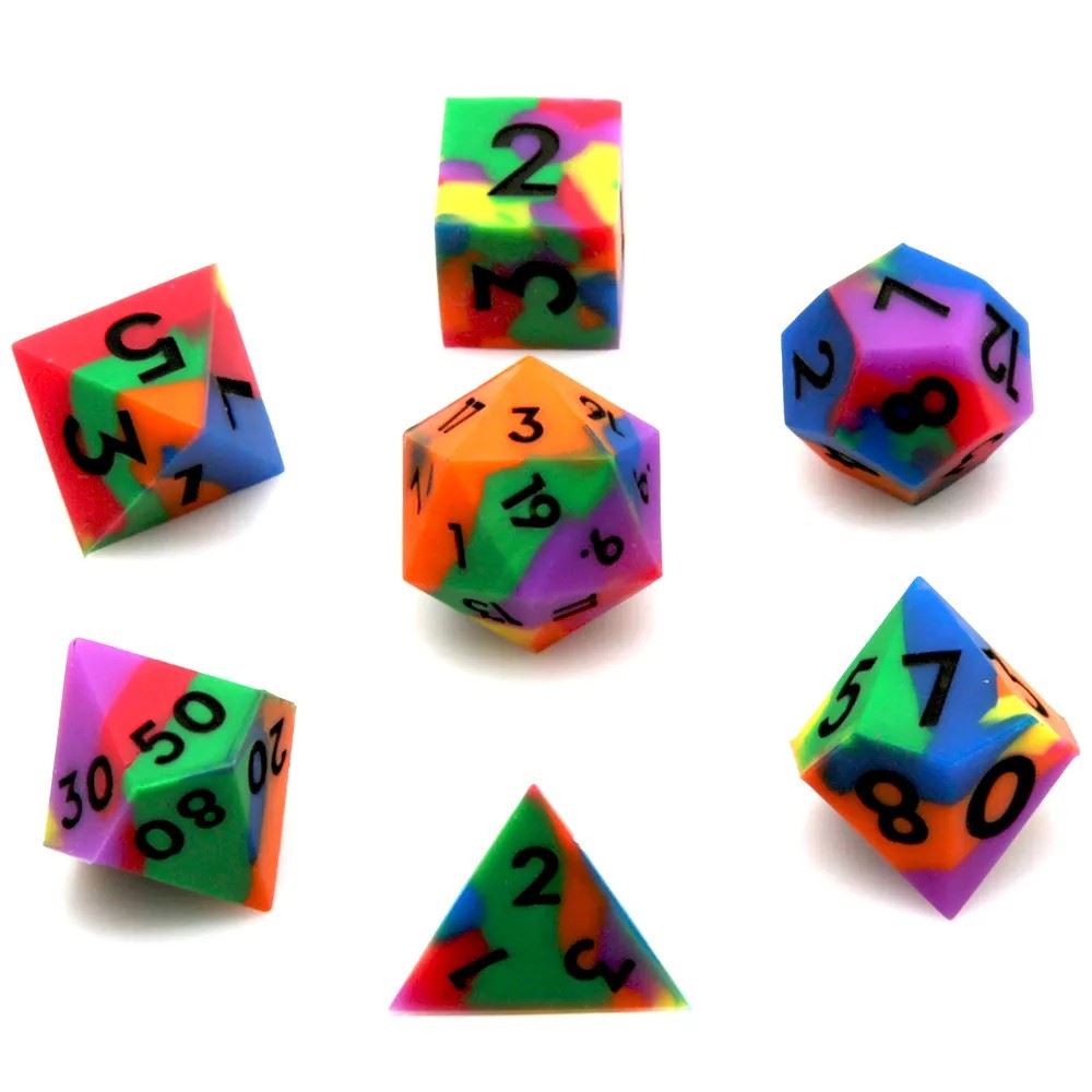 Rainbow Layered Silicone - 7pcs RPG Full Dice Set