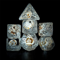 Thumbnail for Skull & Silver Glitter in Clear Resin - 7pcs RPG Full Dice Set
