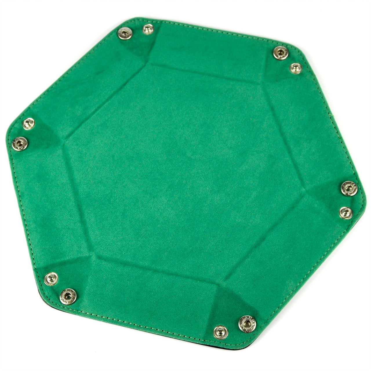 Sea Green Velvet & Black PU Leather - Hexagon Soft Dice Tray