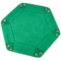 Thumbnail for Sea Green Velvet & Black PU Leather - Hexagon Soft Dice Tray