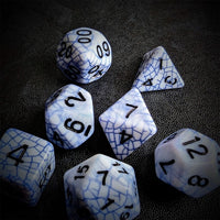 Thumbnail for Cracked Blue on White Acrylic - 7pcs RPG Full Dice Set Scatter