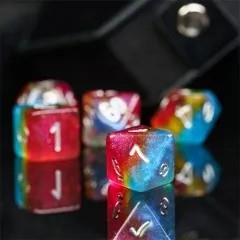 7pcs Dice Resin Layer Silver Font Pansexual Red Yellow Blue