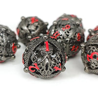 Thumbnail for 7pcs Dice Metal Hollow Mindflayer Red Font Nickel