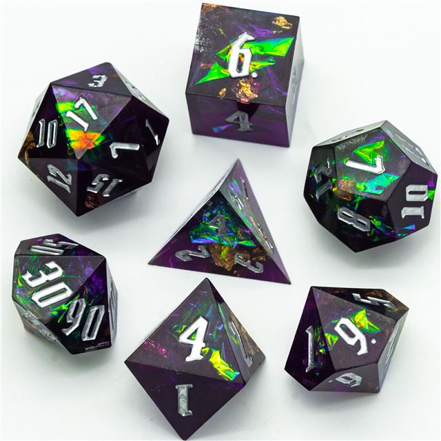 Candy in Purple & Black Sharp Resin - 7pcs RPG Dice Set