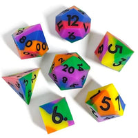 Thumbnail for Rainbow Layered Silicone - 7pcs RPG Full Dice Set