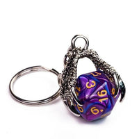 Thumbnail for Purple & Blue Acrylic in  Silver Metal Claw - D20 Keyring