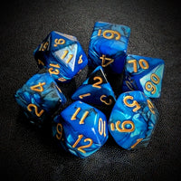 Thumbnail for Blend of Black & Blue Acrylic - 7pcs RPG Full Dice Set Top