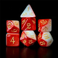 Thumbnail for Blend of Red & White Acrylic - 7pcs RPG Full Dice Set Dark Stack