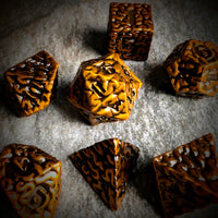 Thumbnail for 7pcs RPG Dice Set - Black Wash over Gold Metal Brains