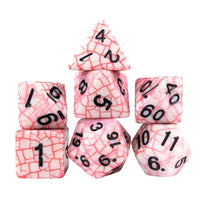 Thumbnail for Cracked Red on White Acrylic - 7pcs RPG Full Dice Set