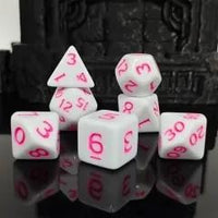 Thumbnail for 7pcs Dice Acrylic Blend Pink Font Solid White