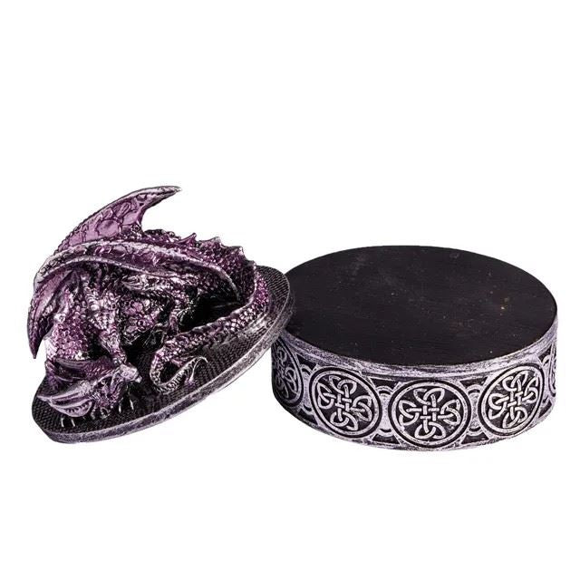 Purple Resin Sleeping Dragon - Dice Storage